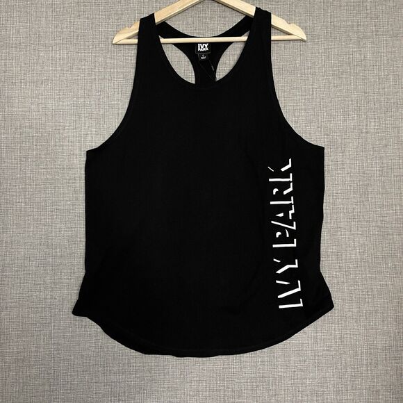 IVY PARK Tank Top Womens Large Shadow Logo Black White Oversized Shirt Deadstock - Picture 2 of 10